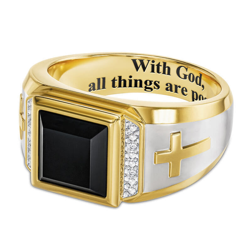 Christiandiscipleshop Faith Two Tone Plated Cross Ring - With God All Things Are Possible
