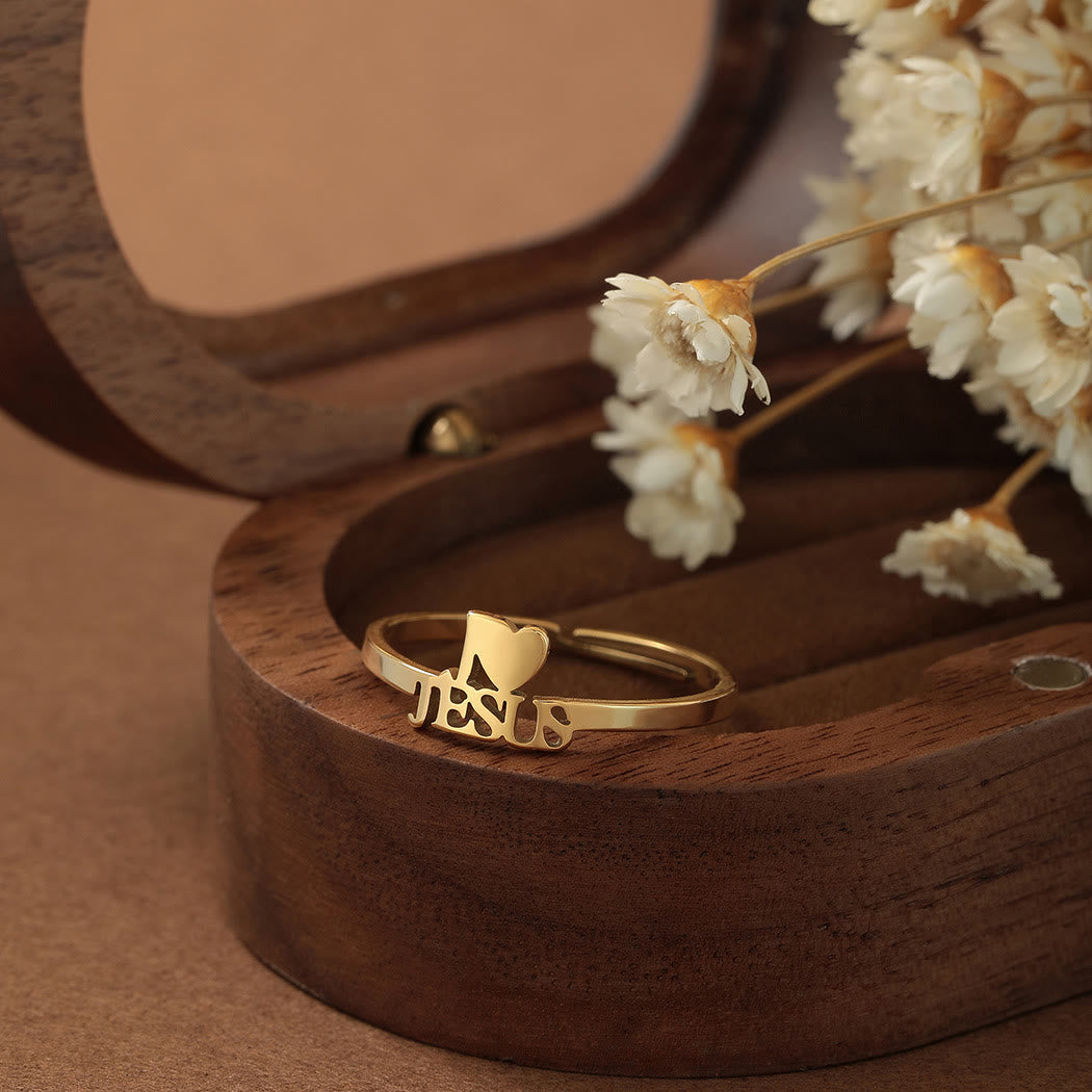 Christianartworkshop "I Love Jesus" Christian Faith Minimalism Ring