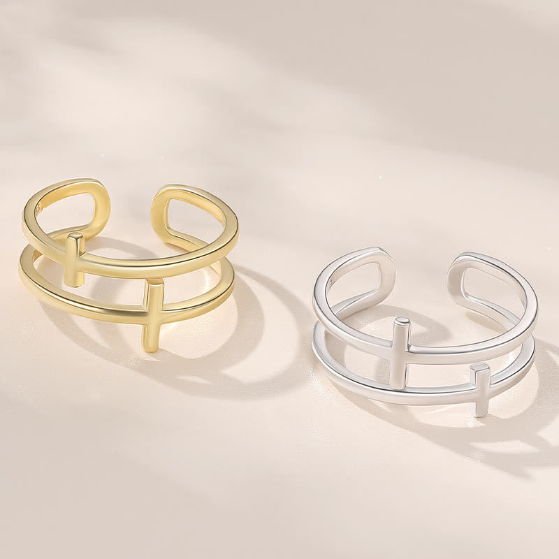 Christiandiscipleshop Double Cross Minimalist Ring