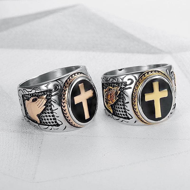 Christiandiscipleshop Retro Cross "Hand of God" Titanium Religion Ring