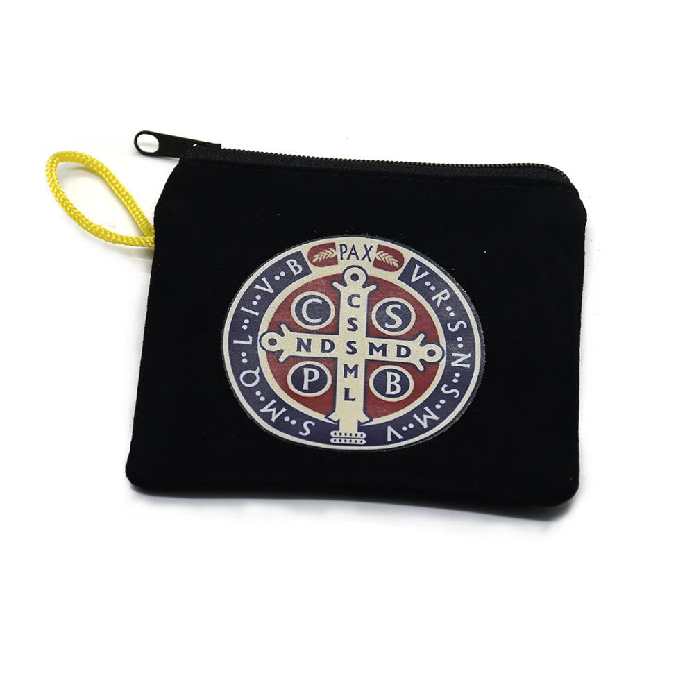 Christiandiscipleshop Modern Style St. Benedict Practical Velvet Religion Jewelry Storage Bag