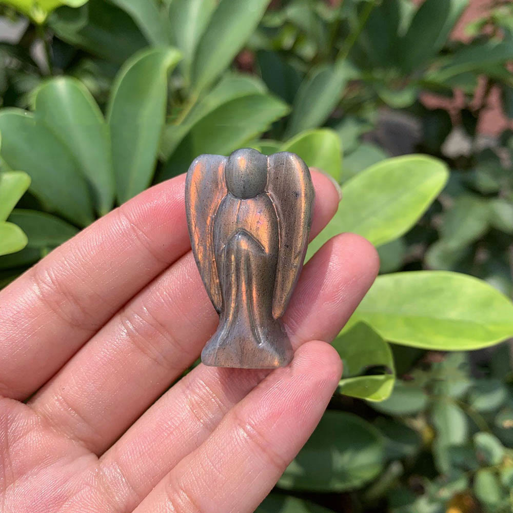 christiandiscipleshop Minimalist Abstract Style Multicolor Labradorite Angel Figurine Stereoscopic Desktop Ornaments