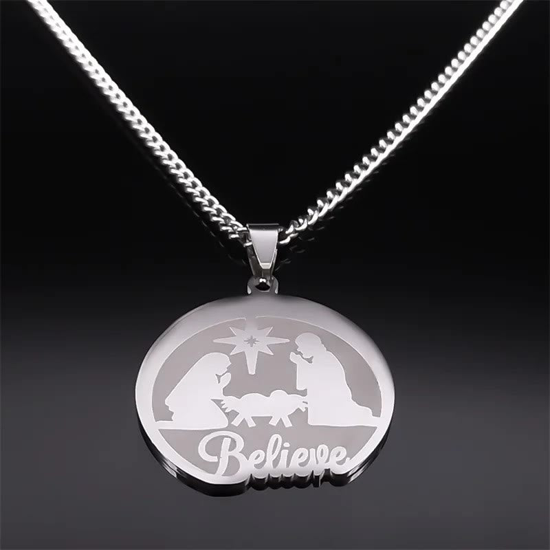 Christiandiscipleshop Silver Nativity Believe Christmas Gift Necklace