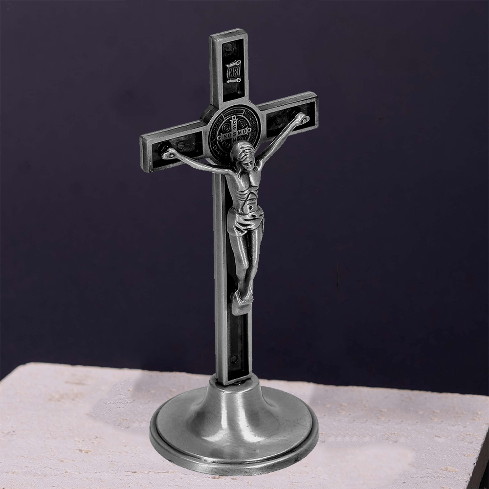 Christiandiscipleshop Classic Style Silver Bronze Alloy Crucifix Stereoscopic Desktop Ornaments
