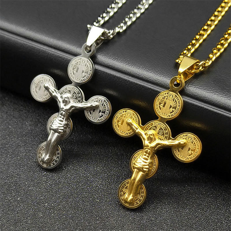 christiandiscipleshop Medal Of St. Benedict Cross Pendant Necklace