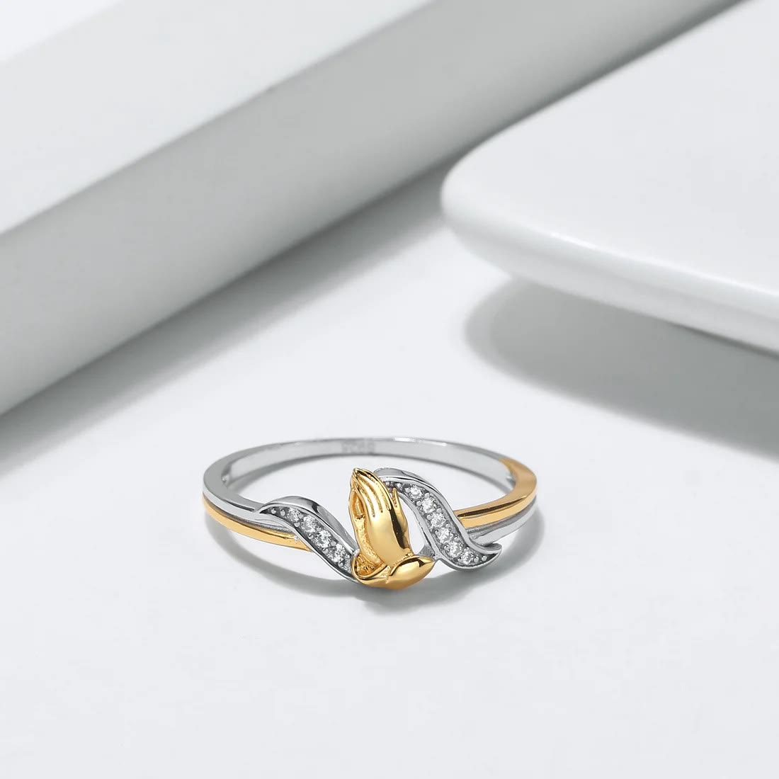 Christiandiscipleshop Praying Hands Gold & Silver Ring