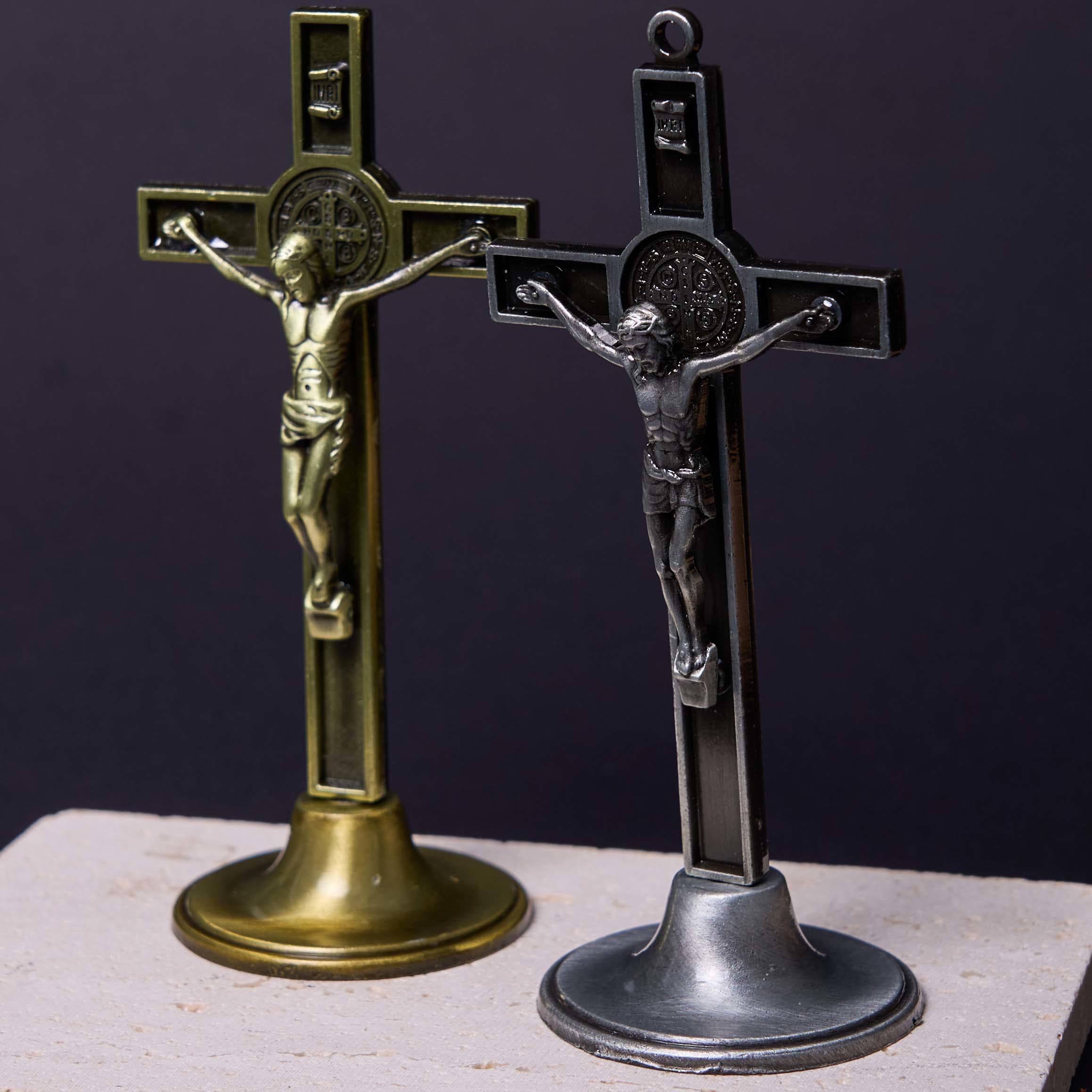 Christiandiscipleshop Classic Style Silver Bronze Alloy Crucifix Stereoscopic Desktop Ornaments