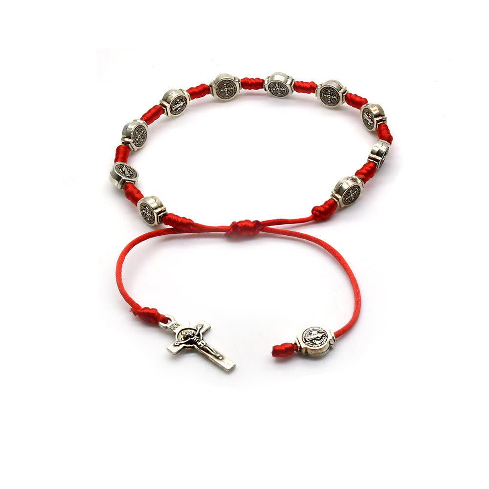 Christiandiscipleshop St. Benedict Knotted Red String Amulet Bracelet