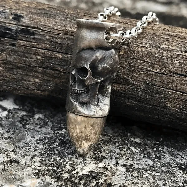 Christiandiscipleshop Skull and Crossbones Bullet Pendant Necklace