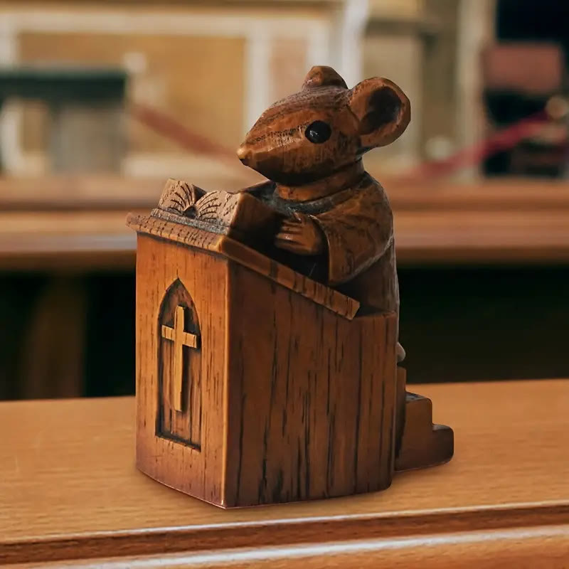 Christiandiscipleshop Rustic Vintage Style Brown Resin Church Mice Stereoscopic Desktop Ornaments