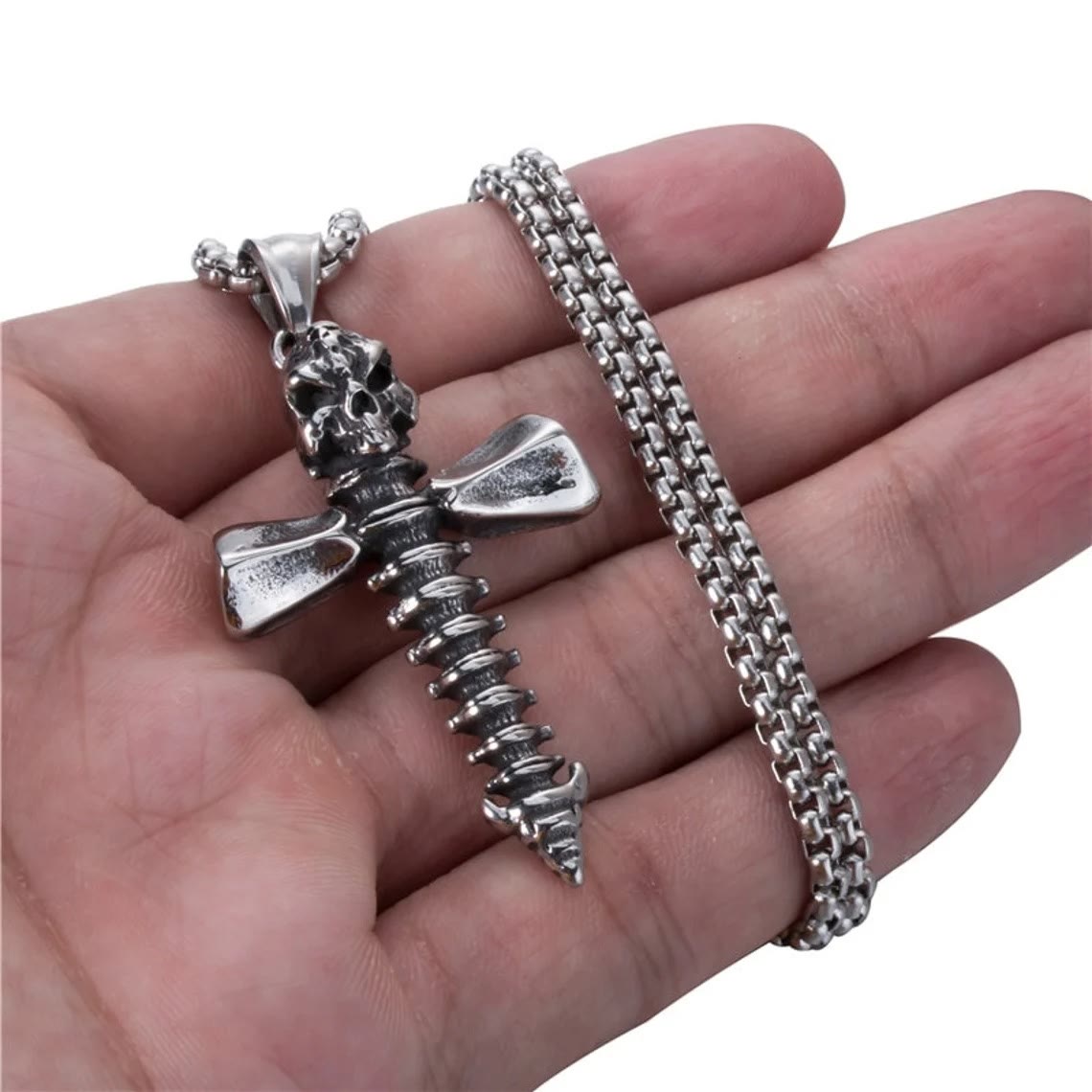 Christiandiscipleshop Punk Style Skull Crossbones Pendant Necklace