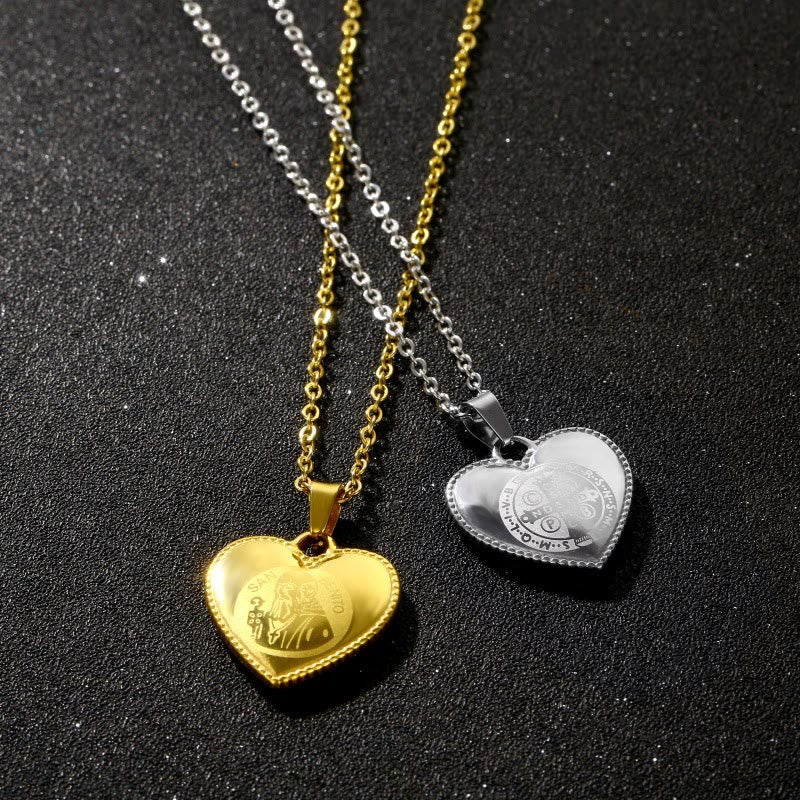 Christianartworkshop Classic St. Benedict Medal Heart Necklace